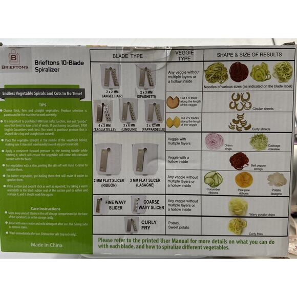 10-Blade Vegetable Spiralizer: Strongest-Heaviest Duty Spiral Slicer Brieftons - Picture 12 of 13